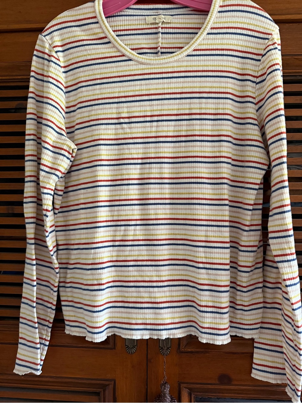 Madewell Kids Long-Sleeve Ribbed Stripe Tee in Cream Multi
